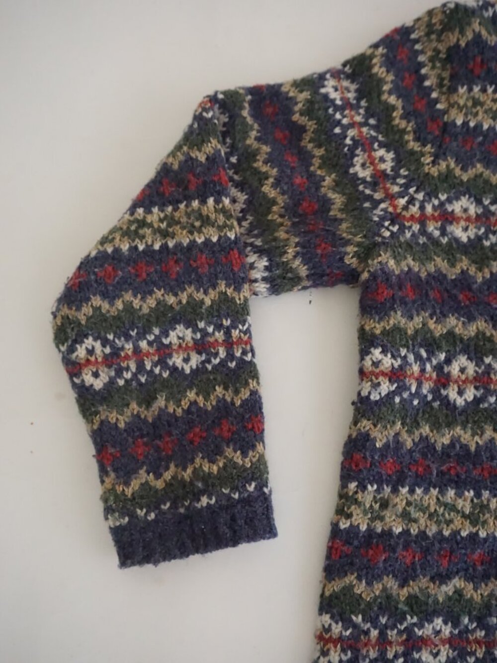 Vintage Croft & Barrow Navy Fair Isle Nordic Button Textured Knit Cardigan L - Picture 8 of 9